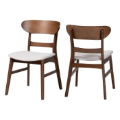 Baxton Studio Everwood 2-Piece Dining Chair Set - Bentwood Frame Seating with Contoured Back and Padded Seat, Mid-Century Style Side Chair for Dining Room or Kitchen